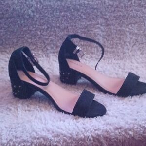 Torrid Black Low-Heeled Sandals with Ankle Strap